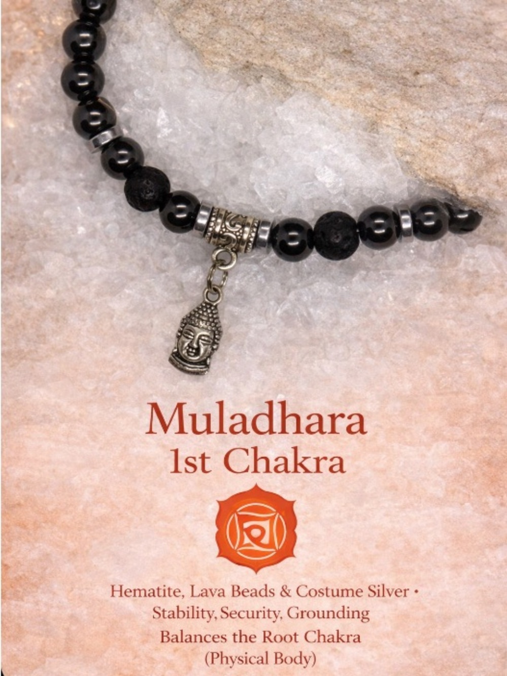 Muladhara Hematite Genuine & Lava Bead Bracelet with Buddha